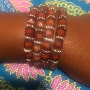 These are handmade brown bracelets. One for $10, for $18, three for $33